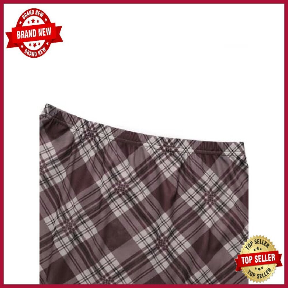 High Waisted Midi Skirt Mesh Flowy Plaid X-Large - Picture 5 of 8